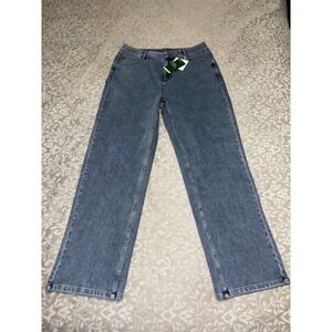 Halara Flex Denim Wide Leg Jeans Medium Blue High Waisted Stretch Large (F21)